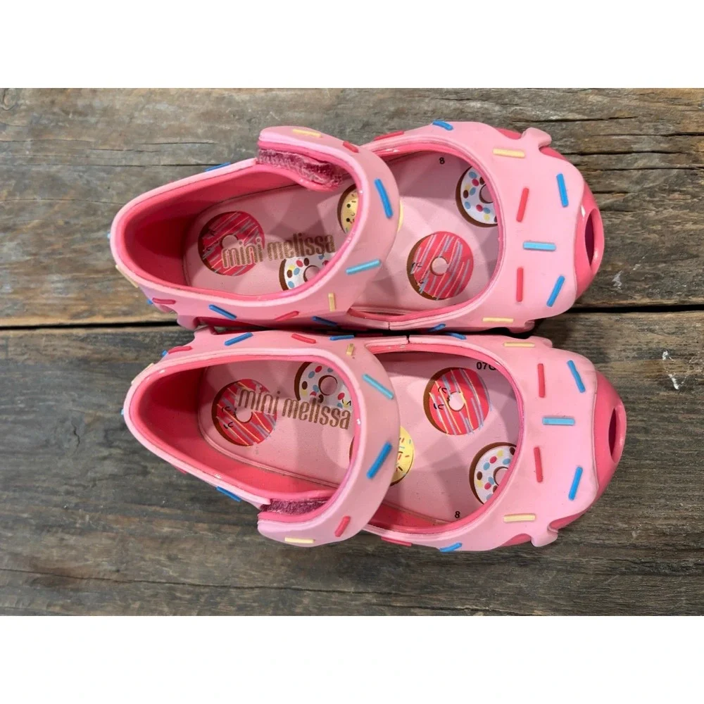 Mini Melissa‎ Pink Donut Sprinkle Jelly Shoes Mary Jane Flats Girls Size 5